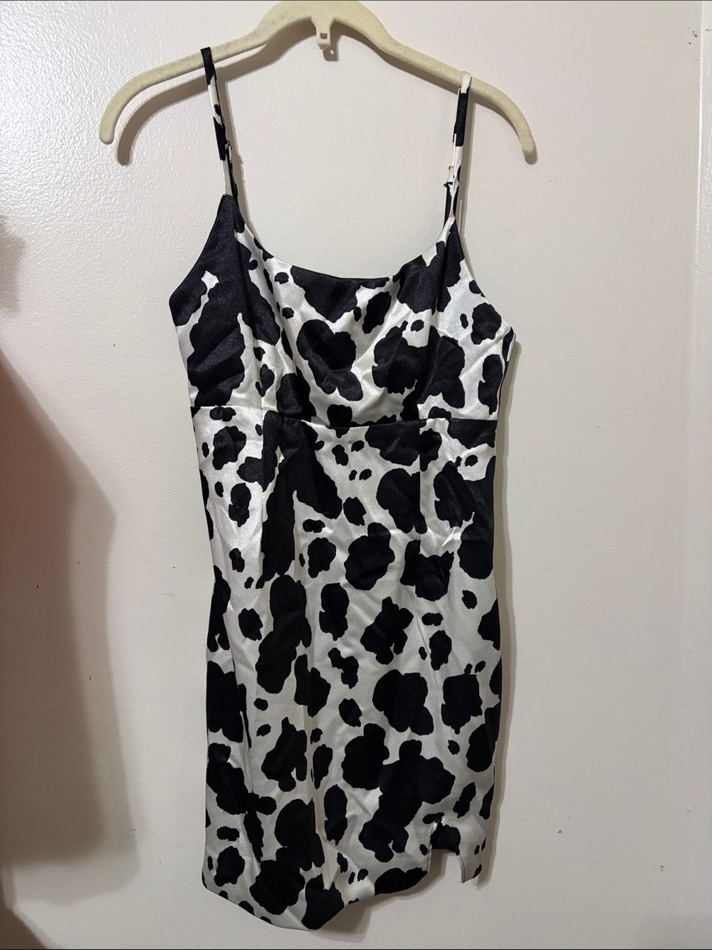 Hot Topic Black & White Cow Print Mini Slip Dress